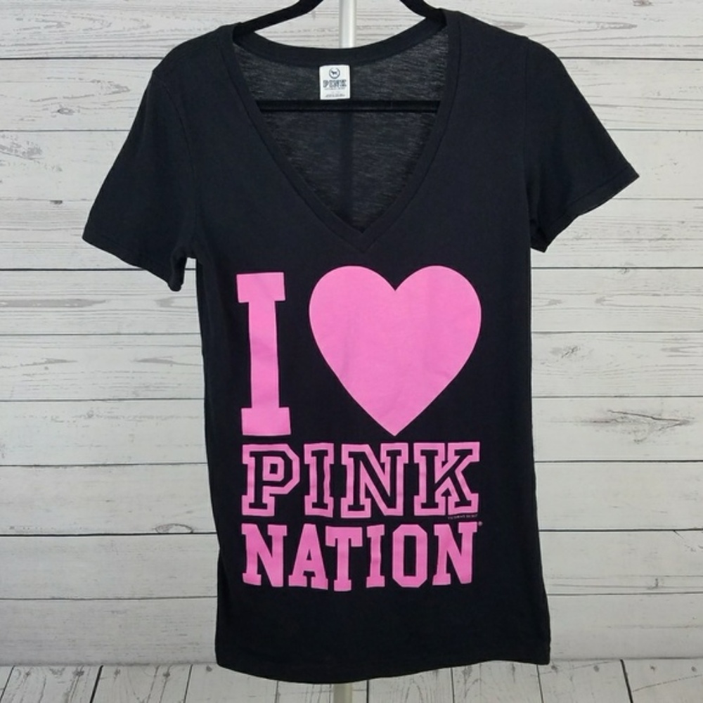 Victoria's Secret "I Love Pink Nation" V-Neck Tee